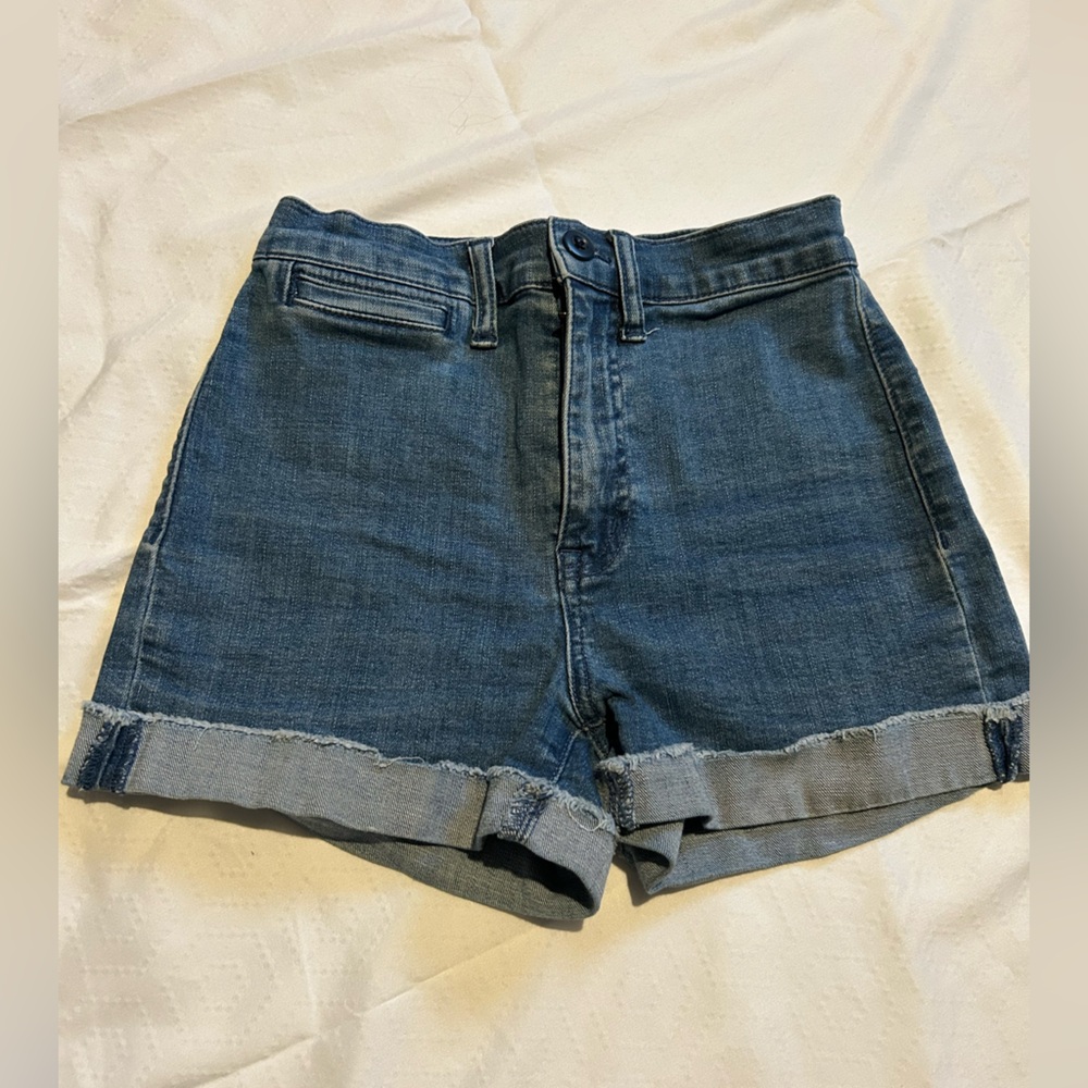 Madewell Blue Jean Shorts with Frayed Hem